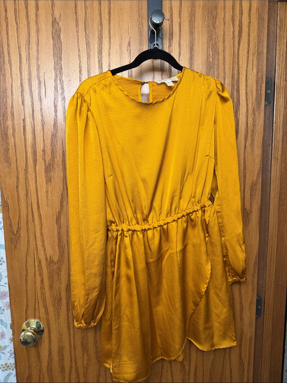 Michael Kors Mustard Textured V-Neck Dress